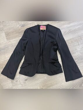 Silk Whitney Eve Black Open-Front Tailored Blazer